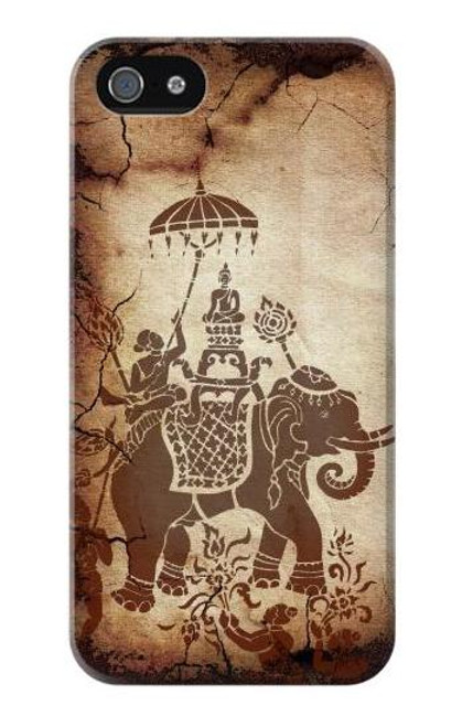 S2102 Thai Art Buddha on Elephant Funda Carcasa Case para iPhone 5 5S SE