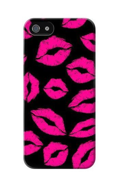 S2933 Pink Lips Kisses on Black Funda Carcasa Case para iPhone 5C