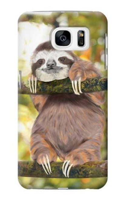 S3138 Cute Baby Sloth Paint Funda Carcasa Case para Samsung Galaxy S7