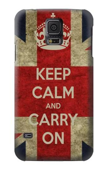 S0674 Keep Calm and Carry On Funda Carcasa Case para Samsung Galaxy S5