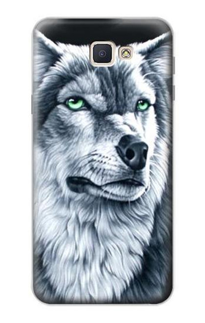 S0123 Grim White Wolf Funda Carcasa Case para Samsung Galaxy J7 Prime (SM-G610F)