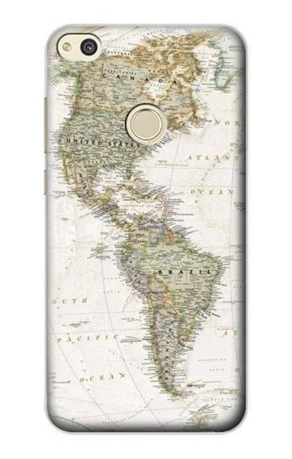 S0604 World Map Funda Carcasa Case para Huawei P8 Lite (2017)