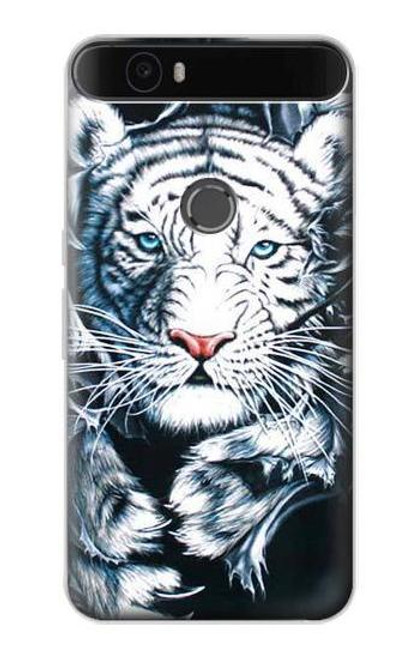 S0265 White Tiger Funda Carcasa Case para Huawei Nexus 6P