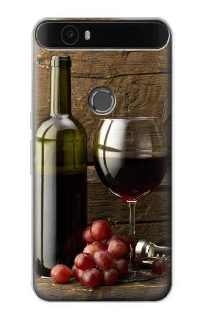 S1316 Grapes Bottle and Glass of Red Wine Funda Carcasa Case para Huawei Nexus 6P