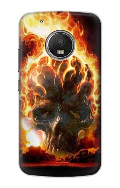S0863 Hell Fire Skull Funda Carcasa Case para Motorola Moto G5 Plus