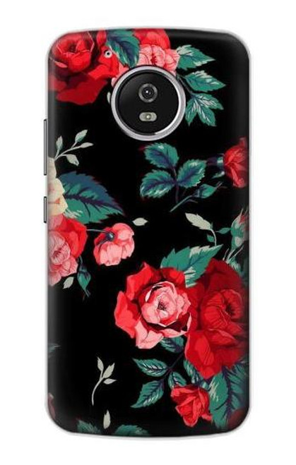 S3112 Rose Floral Pattern Black Funda Carcasa Case para Motorola Moto G5