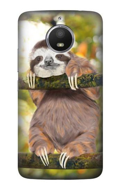 S3138 Cute Baby Sloth Paint Funda Carcasa Case para Motorola Moto E4 Plus