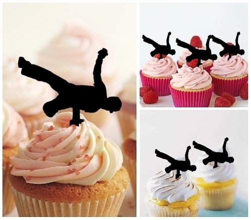 TA0250 Hip Hop Dancing Cupcake Cake Topper para tartas cumpleaños boda Fiesta Pastel Decoraciones 10 piezas