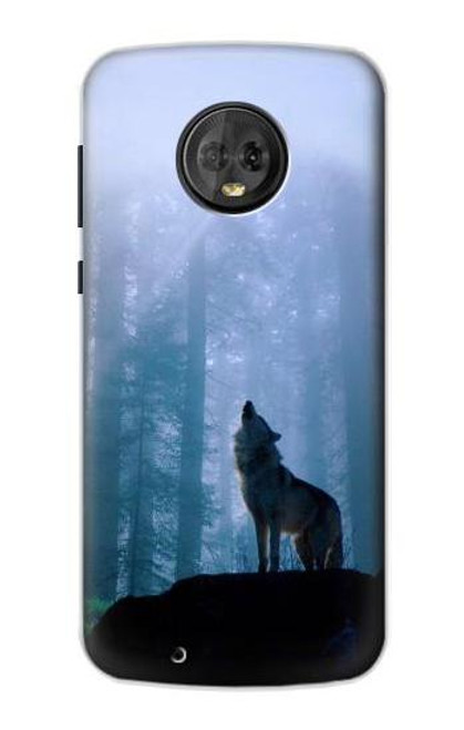 S0935 Wolf Howling in Forest Funda Carcasa Case para Motorola Moto G6