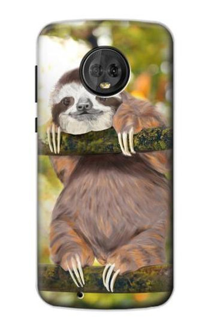 S3138 Cute Baby Sloth Paint Funda Carcasa Case para Motorola Moto G6