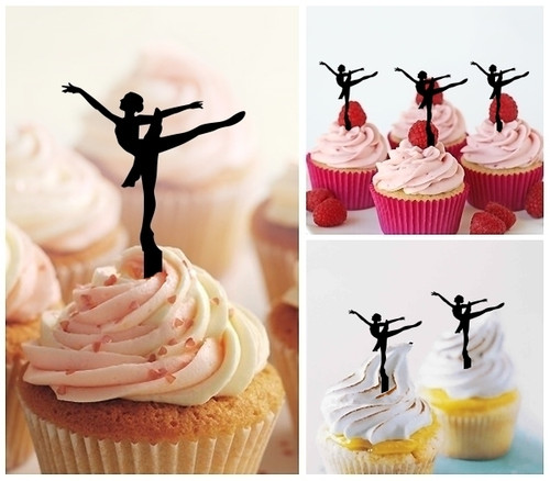 TA0520 Ballet Cupcake Cake Topper para tartas cumpleaños boda Fiesta Pastel Decoraciones 10 piezas