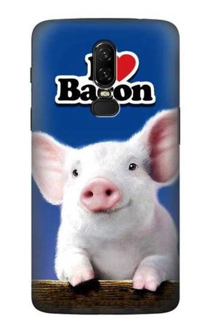 S0608 I Love Bacon Cute Baby Pig Funda Carcasa Case para OnePlus 6