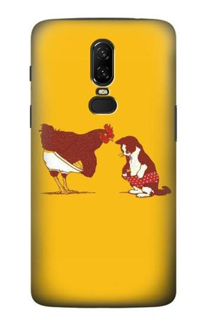 S1093 Rooster and Cat Joke Funda Carcasa Case para OnePlus 6