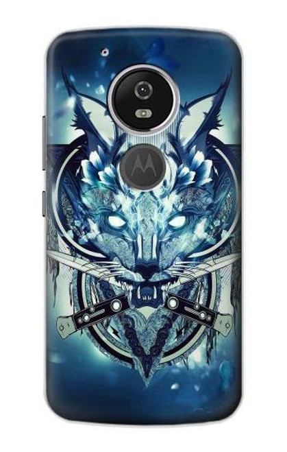 S1135 Wolf with knives Rock Funda Carcasa Case para Motorola Moto G6 Play, Moto G6 Forge, Moto E5