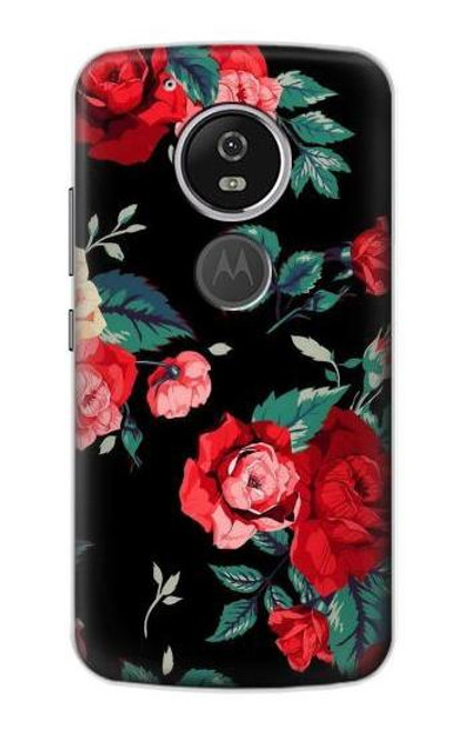 S3112 Rose Floral Pattern Black Funda Carcasa Case para Motorola Moto G6 Play, Moto G6 Forge, Moto E5