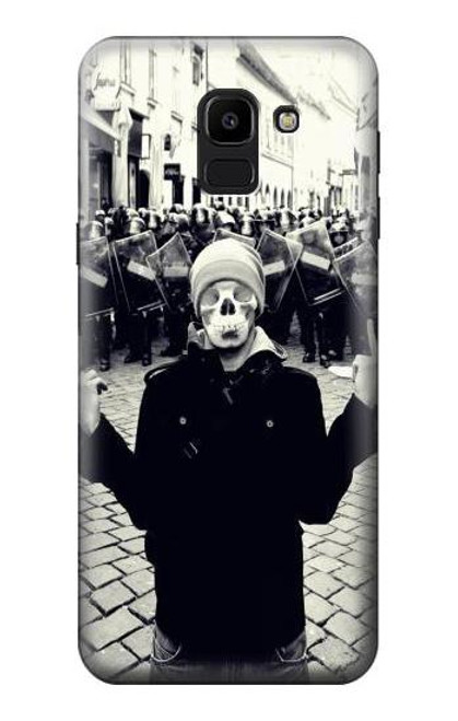 S1108 Skull Man Protester Funda Carcasa Case para Samsung Galaxy J6 (2018)