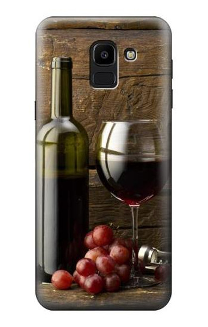 S1316 Grapes Bottle and Glass of Red Wine Funda Carcasa Case para Samsung Galaxy J6 (2018)