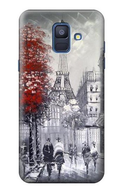 S1295 Eiffel Painting of Paris Funda Carcasa Case para Samsung Galaxy A6 (2018)