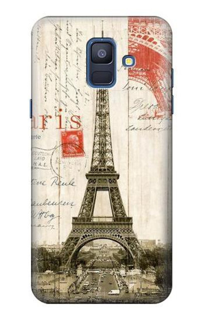 S2108 Eiffel Tower Paris Postcard Funda Carcasa Case para Samsung Galaxy A6 (2018)