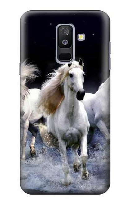 S0246 White Horse Funda Carcasa Case para Samsung Galaxy A6+ (2018), J8 Plus 2018, A6 Plus 2018