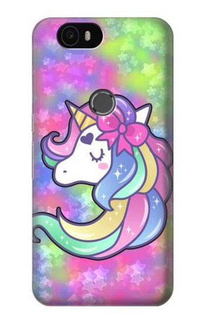 S3264 Pastel Unicorn Funda Carcasa Case para Huawei Nexus 6P