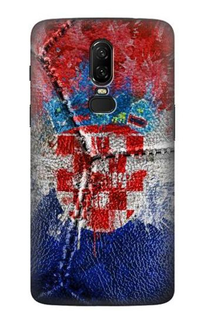 S3313 Croatia Flag Vintage Football Graphic Funda Carcasa Case para OnePlus 6