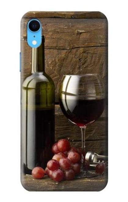 S1316 Grapes Bottle and Glass of Red Wine Funda Carcasa Case para iPhone XR