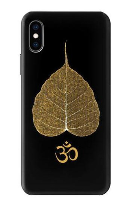 S2331 Gold Leaf Buddhist Om Symbol Funda Carcasa Case para iPhone X, iPhone XS