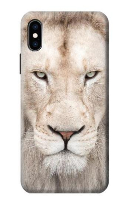 S2399 White Lion Face Funda Carcasa Case para iPhone X, iPhone XS