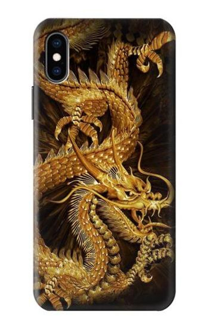 S2804 Chinese Gold Dragon Printed Funda Carcasa Case para iPhone X, iPhone XS