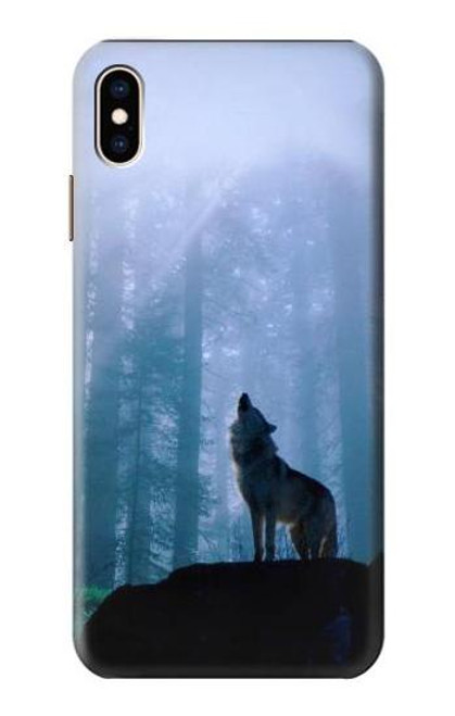 S0935 Wolf Howling in Forest Funda Carcasa Case para iPhone XS Max