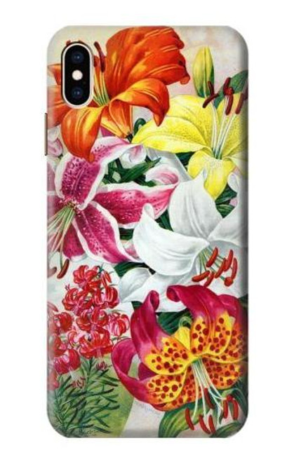S3205 Retro Art Flowers Funda Carcasa Case para iPhone XS Max