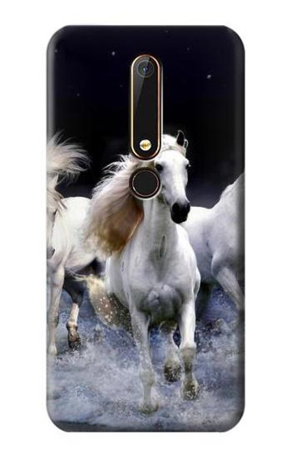 S0246 White Horse Funda Carcasa Case para Nokia 6.1, Nokia 6 2018