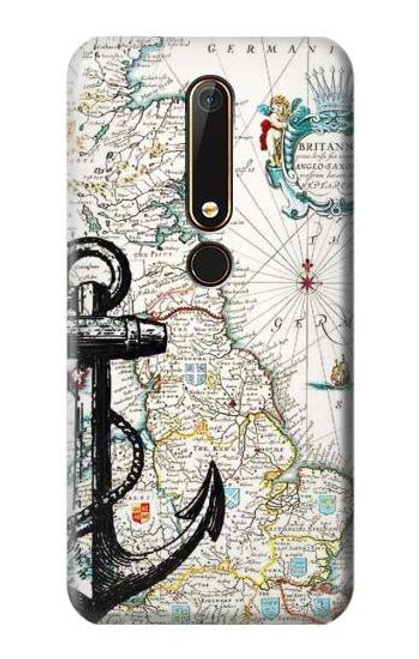 S1962 Nautical Chart Funda Carcasa Case para Nokia 6.1, Nokia 6 2018