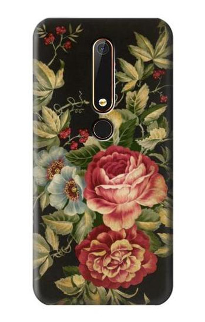 S3013 Vintage Antique Roses Funda Carcasa Case para Nokia 6.1, Nokia 6 2018