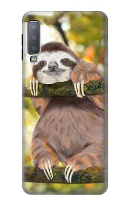 S3138 Cute Baby Sloth Paint Funda Carcasa Case para Samsung Galaxy A7 (2018)