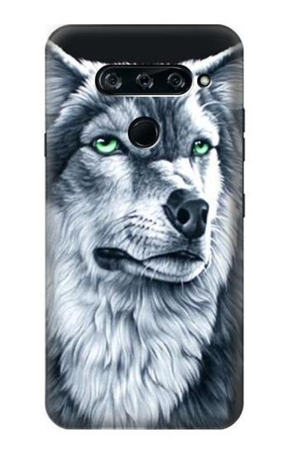 S0123 Grim White Wolf Funda Carcasa Case para LG V40, LG V40 ThinQ