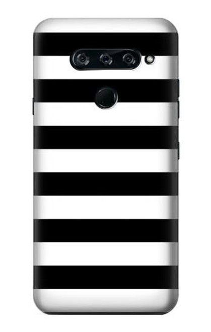 S1596 Black and White Striped Funda Carcasa Case para LG V40, LG V40 ThinQ