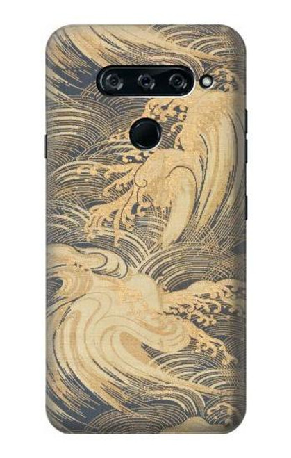 S2680 Japan Art Obi With Stylized Waves Funda Carcasa Case para LG V40, LG V40 ThinQ