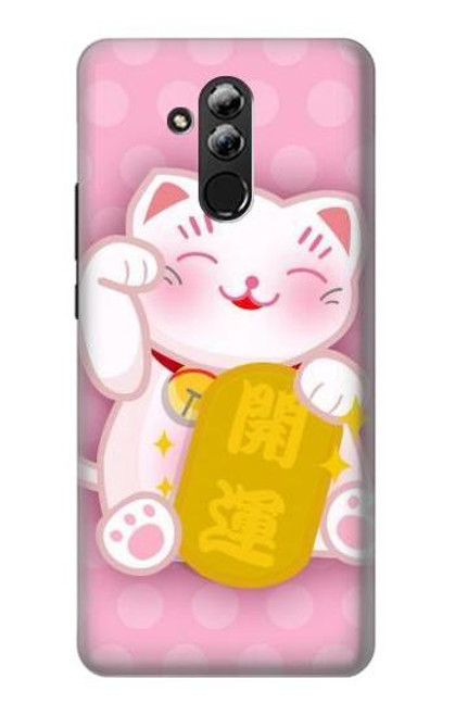 S3025 Pink Maneki Neko Lucky Cat Funda Carcasa Case para Huawei Mate 20 lite