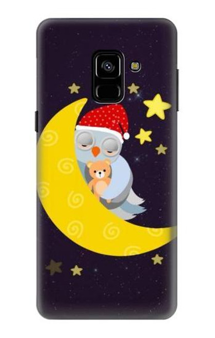 S2849 Cute Sleepy Owl Moon Night Funda Carcasa Case para Samsung Galaxy A8 (2018)