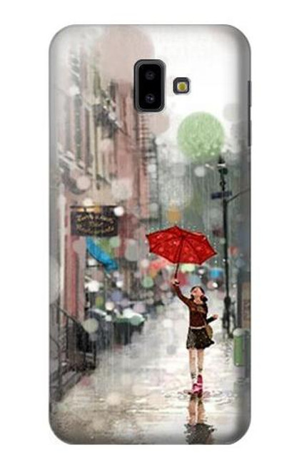 S0108 Girl in The Rain Funda Carcasa Case para Samsung Galaxy J6+ (2018), J6 Plus (2018)