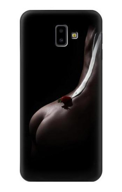 S0546 Sexy Cream Strawberry Funda Carcasa Case para Samsung Galaxy J6+ (2018), J6 Plus (2018)