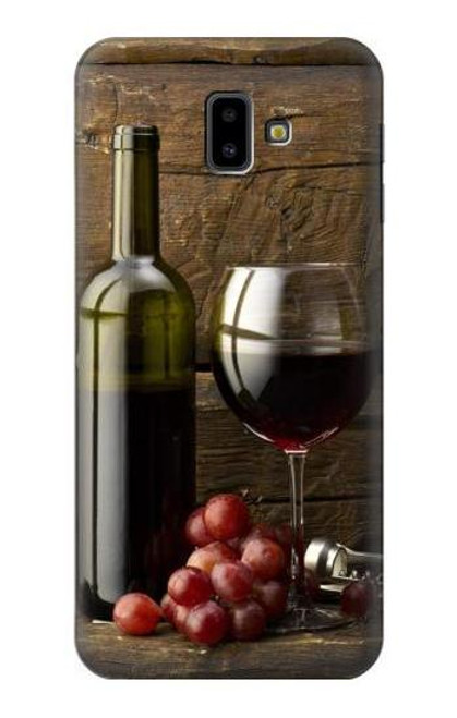 S1316 Grapes Bottle and Glass of Red Wine Funda Carcasa Case para Samsung Galaxy J6+ (2018), J6 Plus (2018)