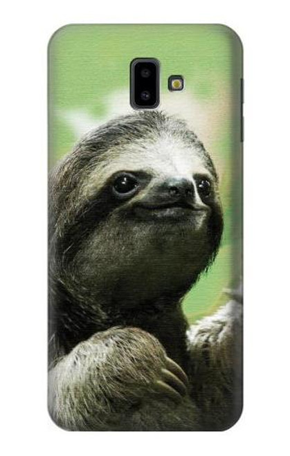 S2708 Smiling Sloth Funda Carcasa Case para Samsung Galaxy J6+ (2018), J6 Plus (2018)