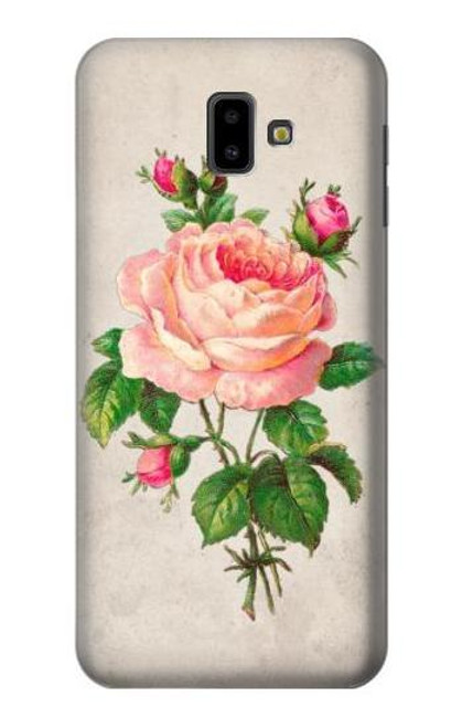 S3079 Vintage Pink Rose Funda Carcasa Case para Samsung Galaxy J6+ (2018), J6 Plus (2018)