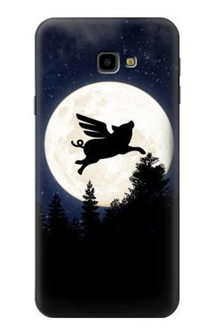 S3289 Flying Pig Full Moon Night Funda Carcasa Case para Samsung Galaxy J4+ (2018), J4 Plus (2018)