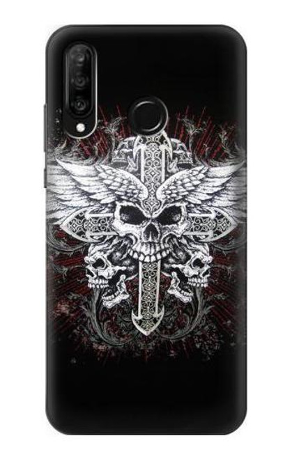 S1434 Skull Wing Tattoo Biker Funda Carcasa Case para Huawei P30 lite