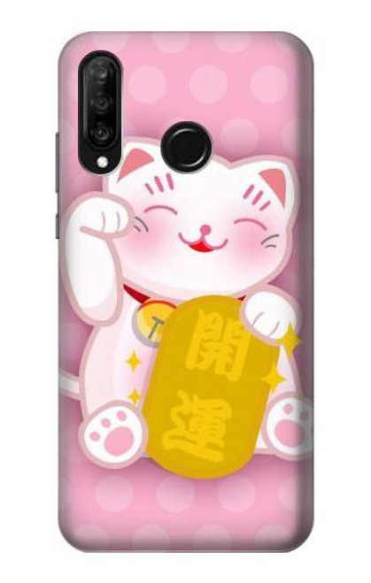 S3025 Pink Maneki Neko Lucky Cat Funda Carcasa Case para Huawei P30 lite
