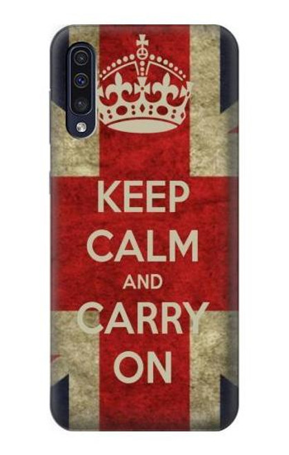 S0674 Keep Calm and Carry On Funda Carcasa Case para Samsung Galaxy A50